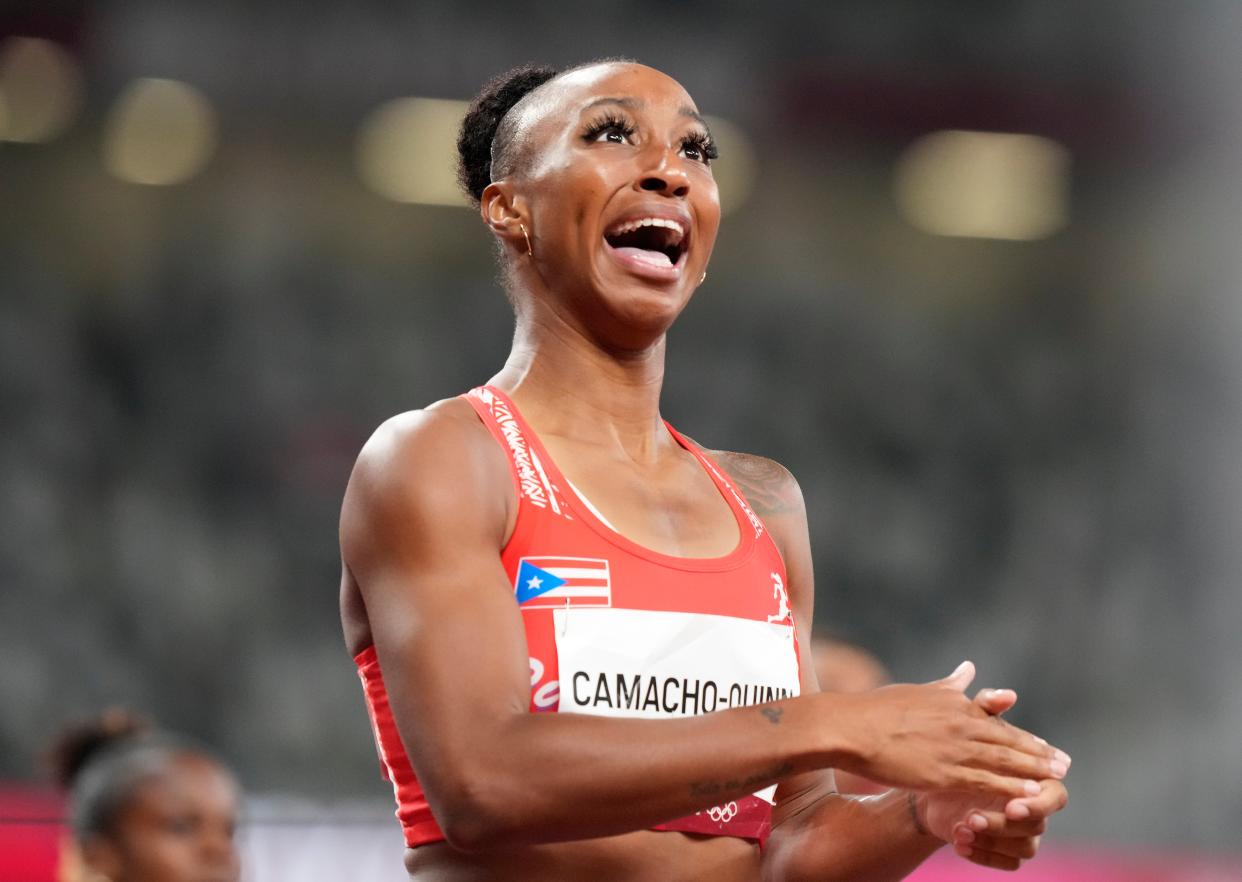  Camacho-Quinn took the gold medal with a time of 12.37sec (AP)