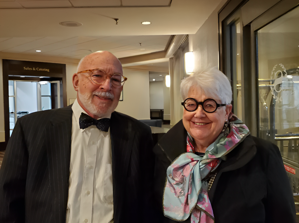 Dr. Geoffrey Clark and his wife, former state Sen. Martha Fuller Clark of Portsmouth, seen here in March 2022, arrive at the Sheraton in Portsmouth for Fuller Clark's 80th birthday celebration. Dr. Clark died on Saturday, Jan. 7, 2023. He was 84.