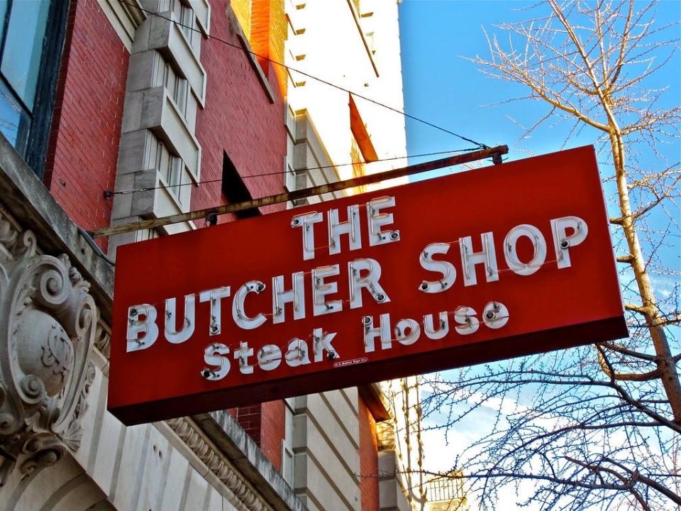 The sign at the original The Butcher Shop restaurant in downtown Memphis.