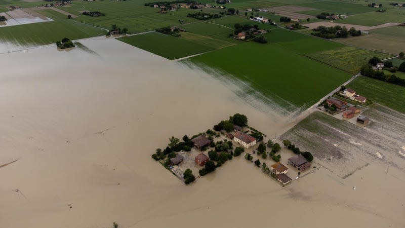 Farm fields, homes, and towns in the Italian region of Emilia-Romagna were flooded by heavy rains last week. 