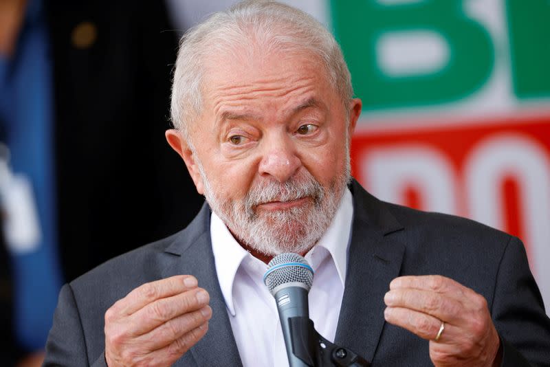 Brazilian President-elect Luiz Inacio Lula da Silva attends a news conference in Brasilia