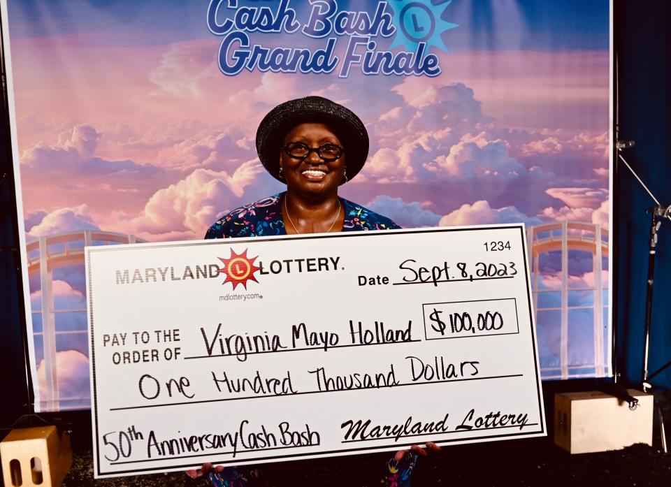 Virginia Mayo Holland of Berlin was the grand prize winner in the Maryland Lottery’s 50th Anniversary Cash Bash Promotion, which culminated with an event at the Maryland State Fair in Timonium on September 8, 2023.