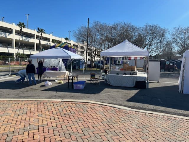 Crews start setting up for Family Gras on Friday, Feb. 2. (WGNO/Pat Thomas)