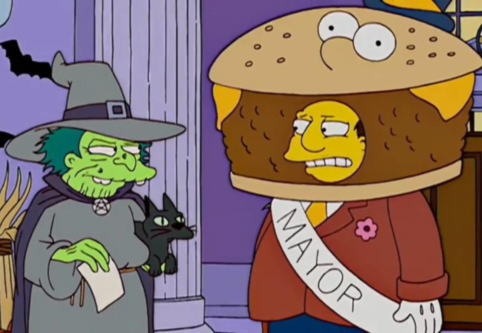 A witch offends the townsfolk of Springfield after erroneously winning a costume contest in "Treehouse of Horror XVI"