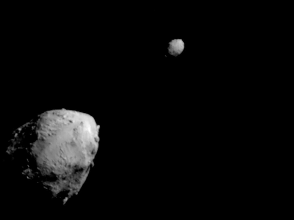 The Double Asteroid Redirection Test successfully changed the orbit of the small moonlet Dimorphos. <a href="https://www.nasa.gov/feature/dart-s-final-images-prior-to-impact" rel="nofollow noopener" target="_blank" data-ylk="slk:NASA/Johns Hopkins APL;elm:context_link;itc:0;sec:content-canvas" class="link ">NASA/Johns Hopkins APL</a>