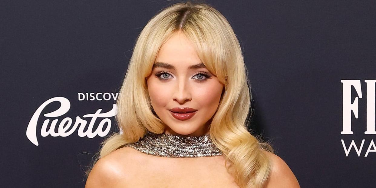 sabrina carpenter silver dress leg slit at time100 next gala