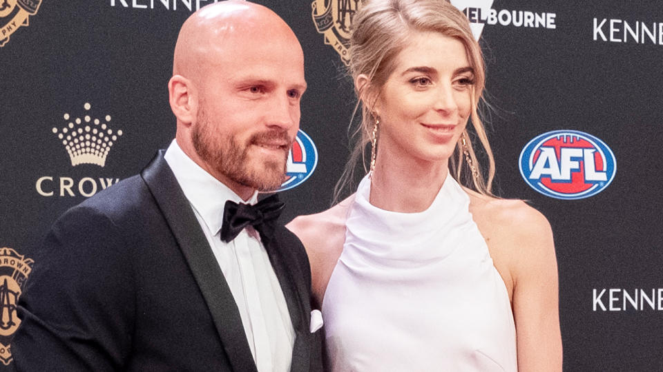 Nathan and Jerri Jones, pictured here at the 2019 Brownlow Medal night.