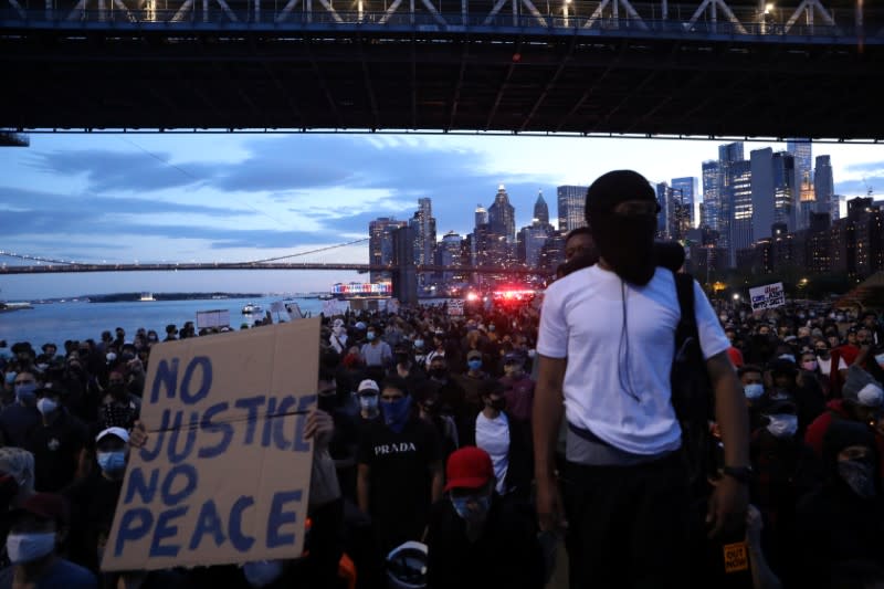 Protesters rally against the death in Minneapolis police custody of George Floyd, in New York