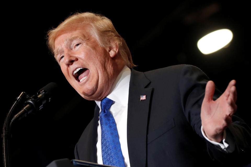 President Trump speaks at a campaign rally in Las Vegas on Thursday. (Photo: Mike Segar/Reuters)