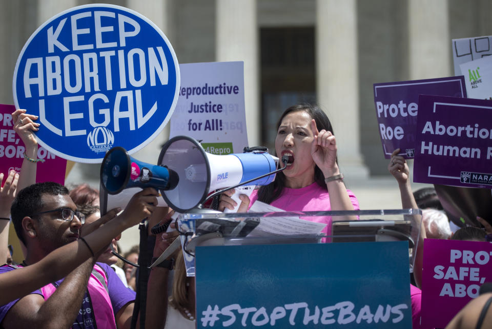 Planned Parenthood President Leana Wen spoke outside the Supreme Court Tuesday. (Photo: Congressional Quarterly via Getty Images)