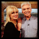 Celebrity photos: When Joanna Lumley appeared on This Morning, Twitter addict Phillip Schofield couldn’t wait to capture the moment. He tweeted the photo along with the caption: “Me and one of my favourite ladies :)” [sic]