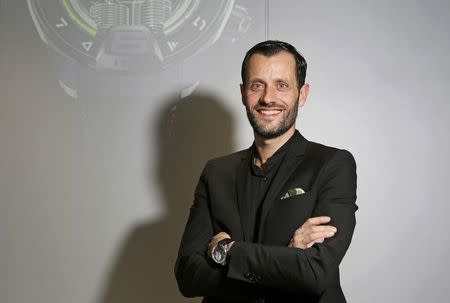 HYT CEO Vincent Perriard poses at the Salon International de la Haute Horlogerie (SIHH) watch fair in Geneva, Switzerland, January 17, 2017. REUTERS/Pierre Albouy