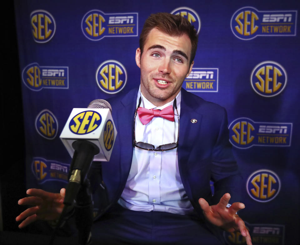 Georgia quarterback Jake Fromm speaks during SEC media days on Tuesday, July 16. (AP)