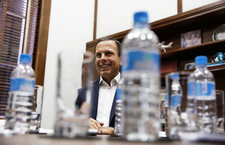 Sao Paulo's Mayor Joao Doria smiles as he talks during an interview with Reuters in Sao Paulo, Brazil, April 4, 2017. REUTERS/Nacho Doce