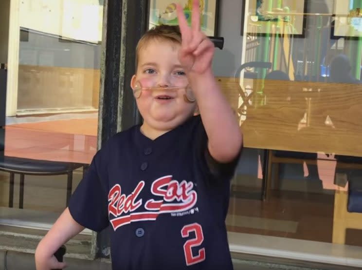 Ari Schultz is one of the toughest people, let alone kids, you'll ever meet. And he loves his Red Sox. (AriEchoofHope)