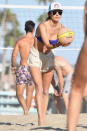 <p>Alessandra Ambrósio enjoys a game of volleyball with friends and family in Malibu over the weekend.</p>