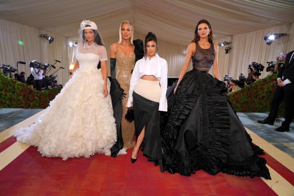 kylie jenner, khloé kardashian, kourtney jenner, and kendall jenner at the 2022 met gala