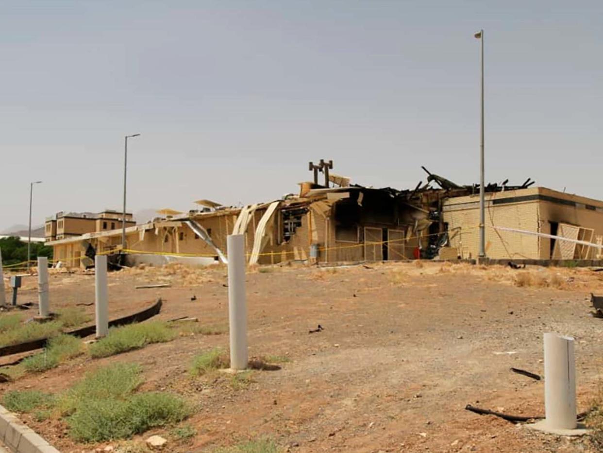 A building after it was damaged by a fire at the Natanz uranium enrichment facility: AP