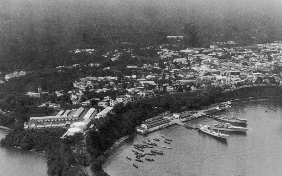 The port on the Equatorial Guinea island of Fernando Po (now Bioko), where the heist took place