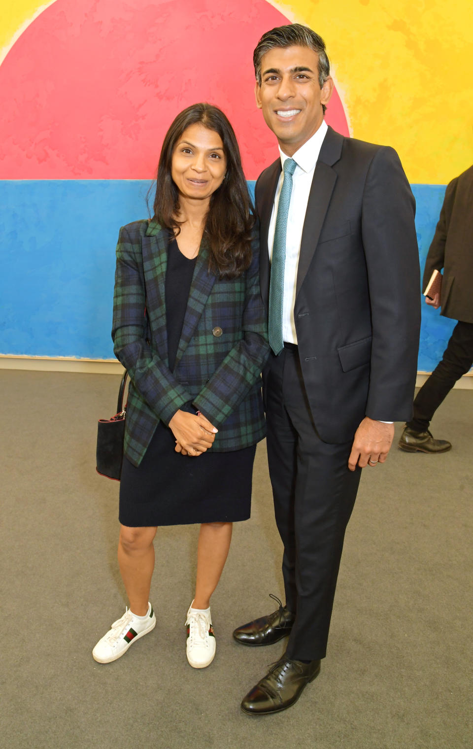 LONDON, ENGLAND - OCTOBER 12: Akshata Murthy and Rishi Sunak attend the Frieze Art Fair 2022 VIP Preview in Regent's Park on October 12, 2022 in London, England. (Photo by David M. Benett/Dave Benett/Getty Images)