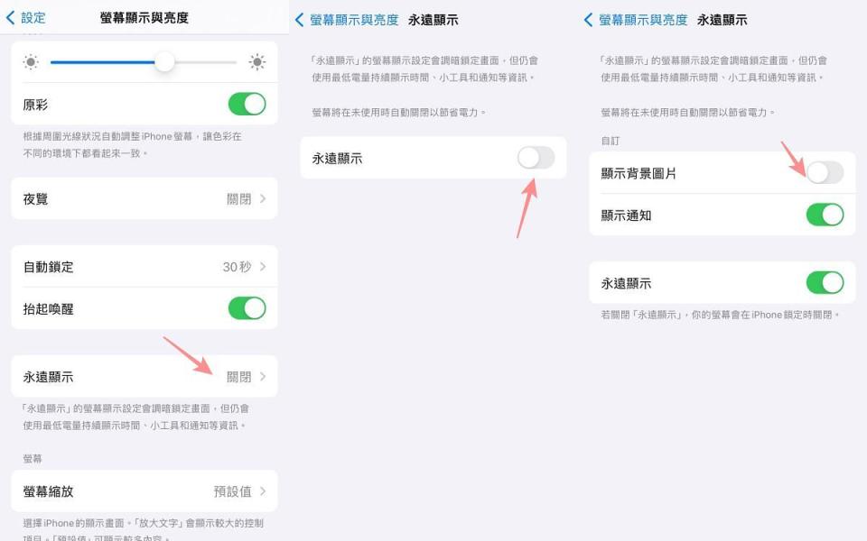 暗屏時的文字效果需要搭配iPhone 14 pro以上機型當中的「永遠顯示」 功能 圖片來源：LOOKin編輯拍攝