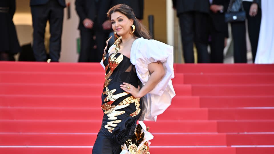 Aishwarya Rai Bachchan in Falguni Shane Peacock on May 16. - Stephane Cardinale/Corbis/Getty Images