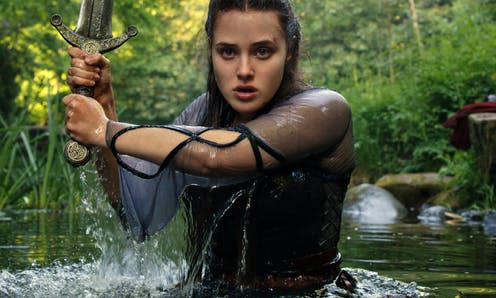 <span class="caption">Katherine Langford plays Nimue in the latest retelling of the Arthurian legend.</span> <span class="attribution"><span class="source">Netflix © 2020</span></span>