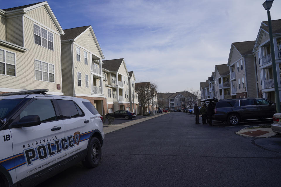 FILE - An townhome community that was the home of Sayreville councilwoman Eunice Dwumfour is seen in the Parlin area of Sayreville, N.J., Thursday, Feb. 2, 2023. Dwumfour was found shot to death in an SUV parked outside her home on Wednesday, Feb. 1. (AP Photo/Seth Wenig, File)