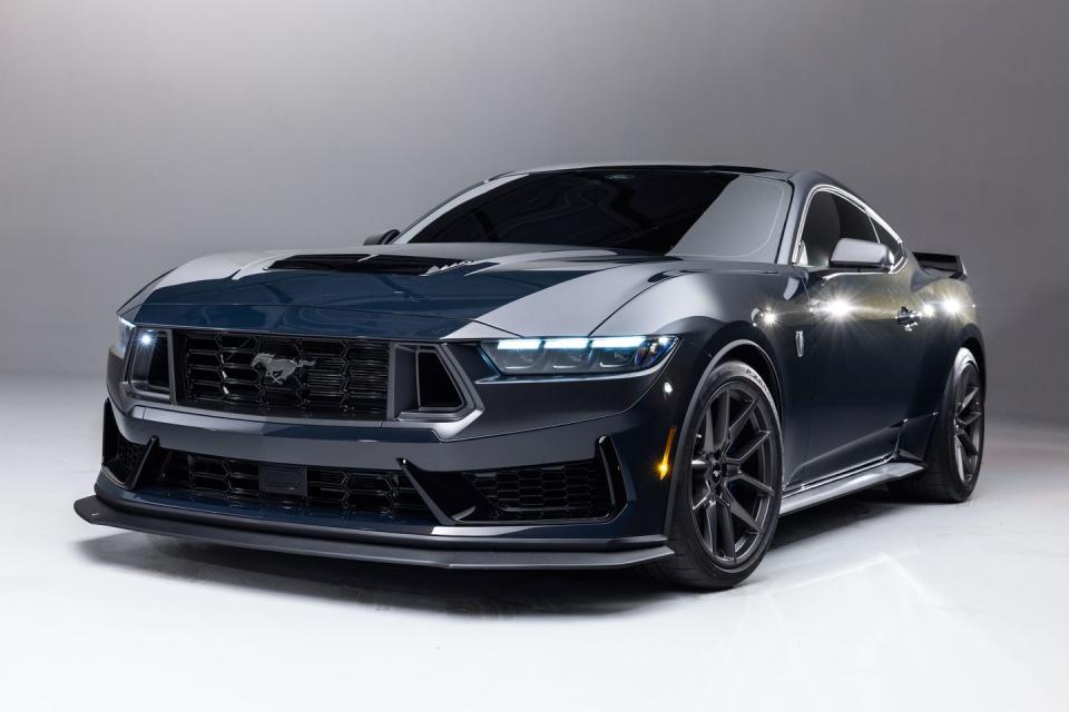 <p>A more potent variant of the Coyote V-8 will also be featured in the new Mustang Dark Horse model, with pistons and connecting rods from the outgoing GT500 model installed. Output is expected to be closer to 500 hp.</p>