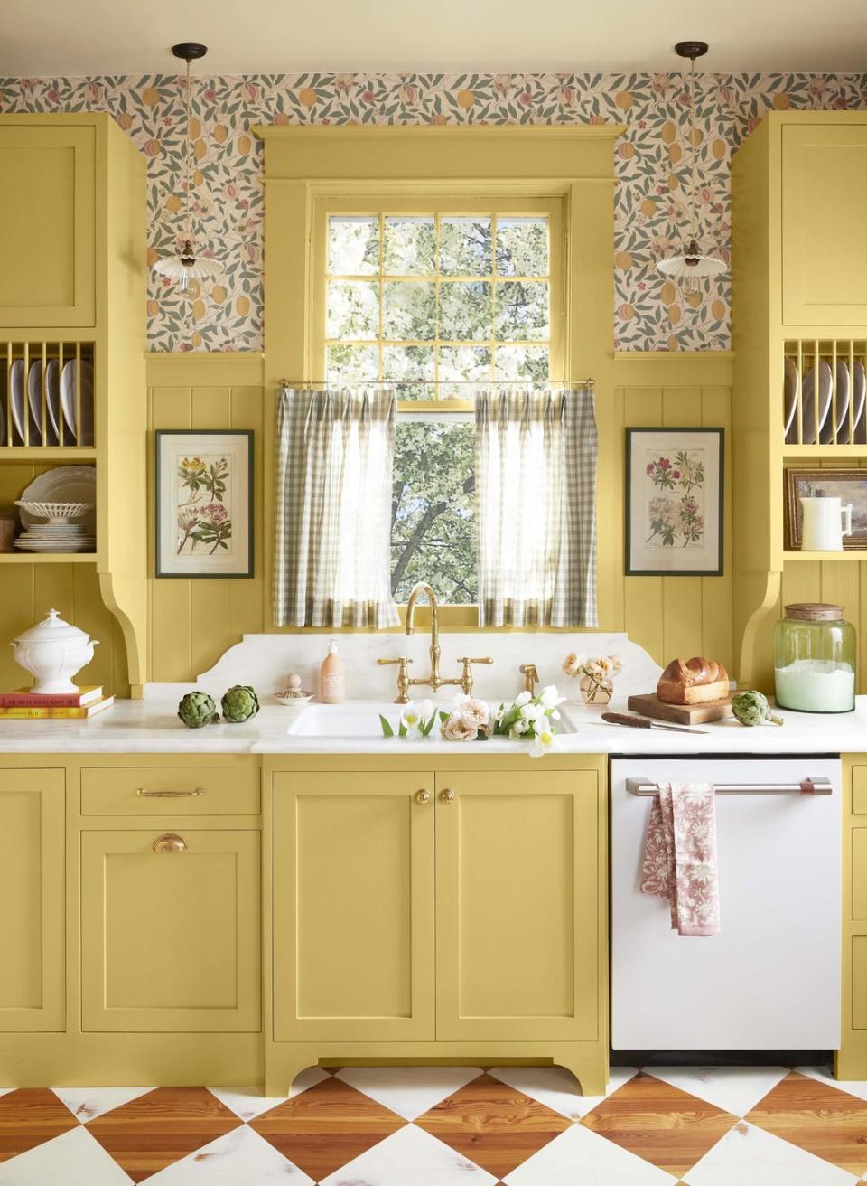 yellow farmhouse kitchen