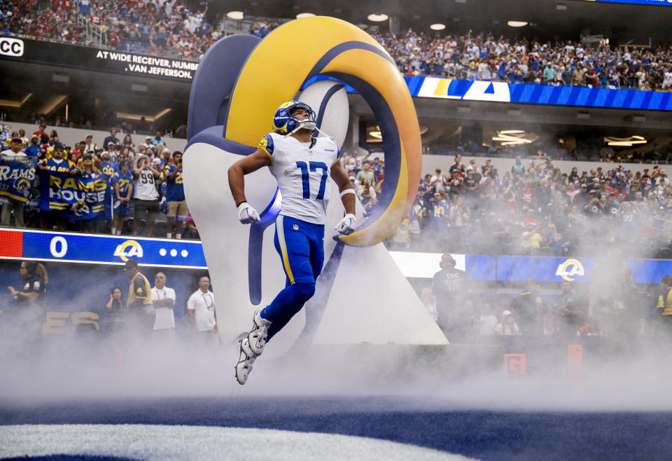 Huge game tonight for Puka Nacua and the Rams. (Gina Ferazzi/Los Angeles Times via Getty Images)