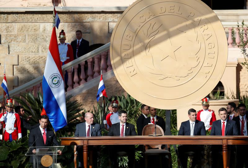 Paraguay's Santiago Pena sworn in as President, in Asuncion