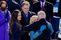 <p>President Joe Biden embraces First Lady Dr. Jill Biden, son Hunter Biden and daughter Ashley after being sworn in. </p>