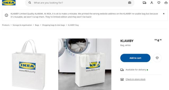 KLAMBY Bag, white - IKEA