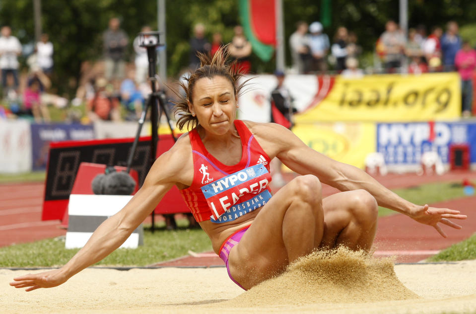 England's Jessica Ennis competes to won