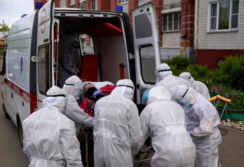 FILE PHOTO: Paramedics carry out their duties amid the coronavirus disease outbreak in Tver