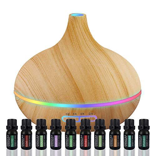 23) Ultimate Aromatherapy Diffuser & Essential Oil Set - Ultrasonic Diffuser & Top 10 Essential Oils - 300ml Diffuser with 4 Timer & 7 Ambient Light Settings - Therapeutic Grade Essential Oils - Lavender