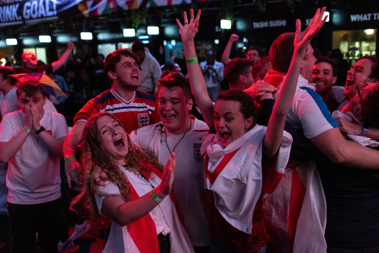 England fans cheer during England v Denmark on 7 July, 2020 (Getty Images)