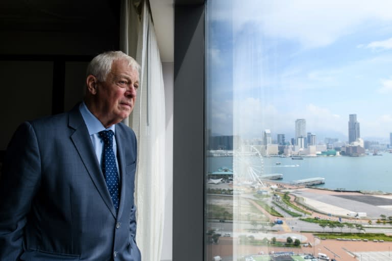 Hong Kong's former British colonial governor Chris Patten poses during an interview with AFP at the harbourside Mandarin Oriental hotel in Hong Kong on September 21, 2017