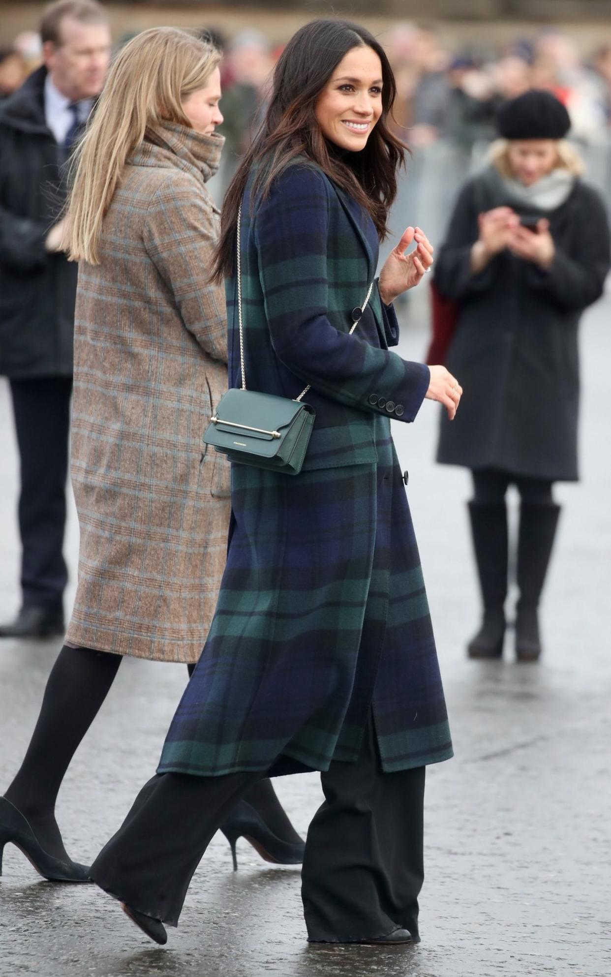 Meghan Markle in Edinburgh today, wearing Burberry and Strathberry - Getty Images Europe