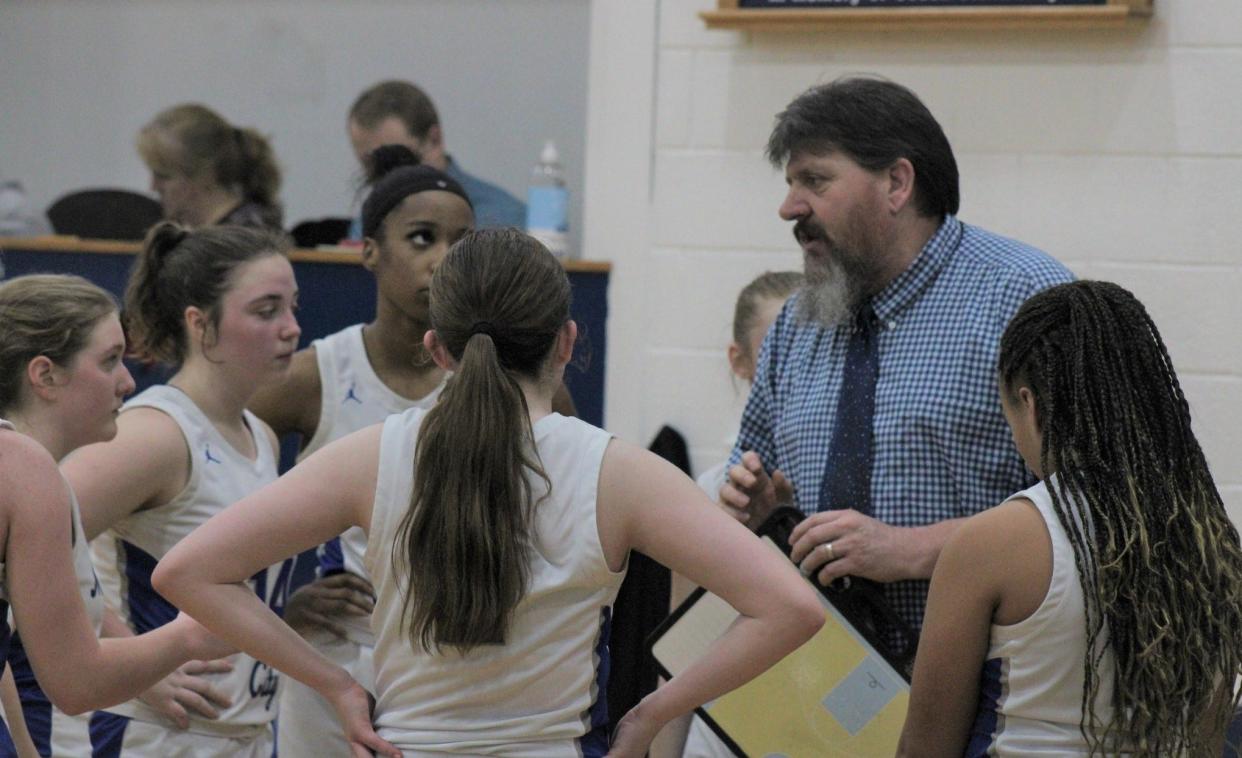 Head coach Jake Huffman and the Mackinaw City girls basketball team claimed its sixth consecutive Northern Lakes Conference title with a road victory at Harbor Light on Tuesday.