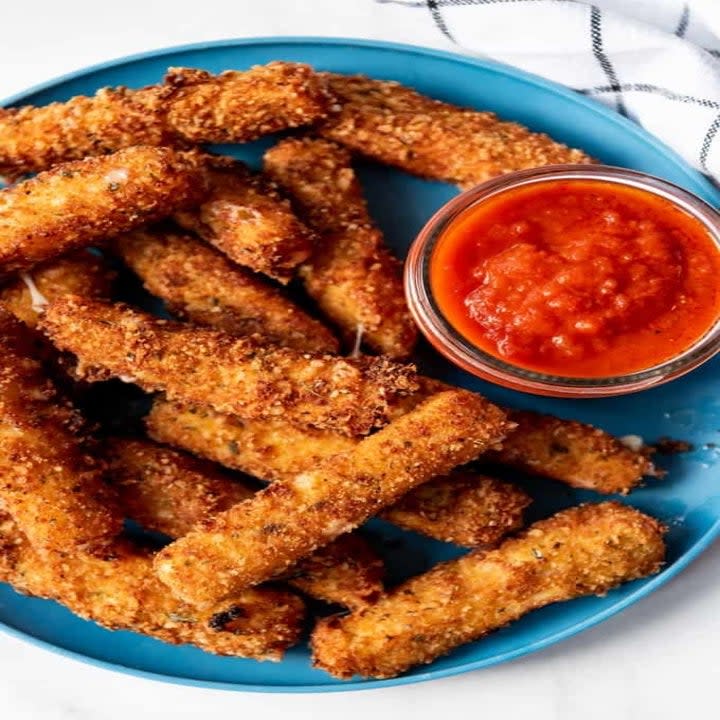 Homemade mozzarella sticks.