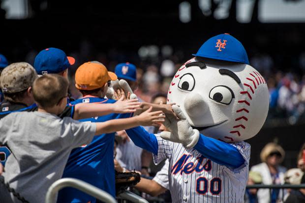 Mr. Met during happier times with Mets' fans. (Getty Images)