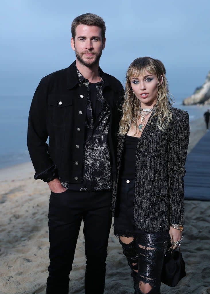 Saint Laurent Show, Front Row, Spring Summer 2020, Los Angeles, USA - 06 Jun 2019 Liam Hemsworth and Miley Cyrus