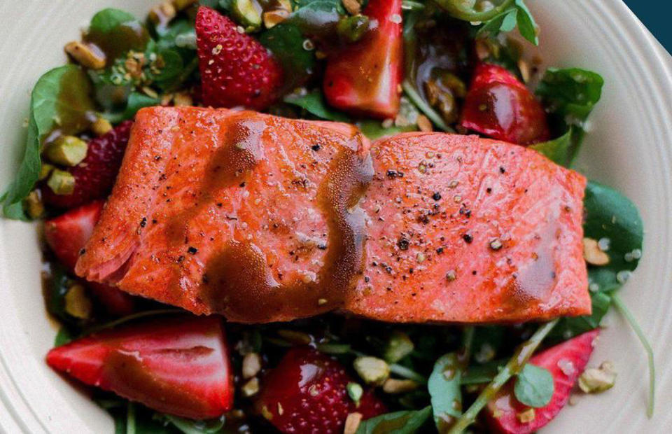 Balsamic Alaska Salmon With Strawberries