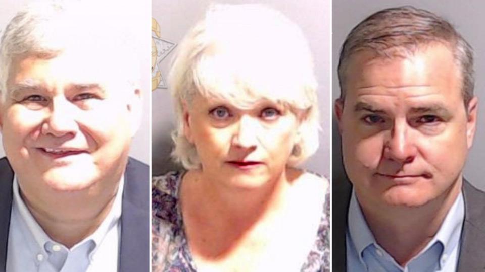 PHOTO: David Shafer, Shawn Still and Cathy Latham are seen in mugshots provided by the Fulton County Sheriff's Office in Georgia, Aug. 23, 2023. (Fulton County Sheriff's Office)