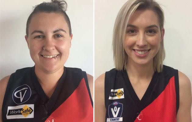 Maegan and Alex in a profile shot from the Frankston Bombers Facebook page. Source: Facebook