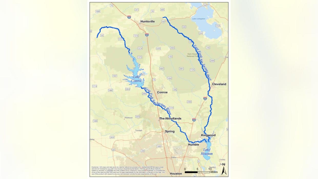<div>Map of San Jacinto River forks. (Courtesy of San Jacinto River Authority)</div>