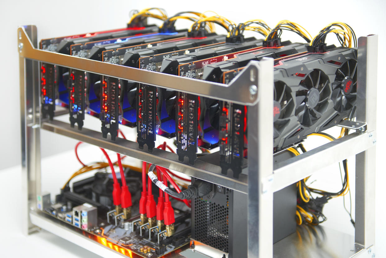 LONDON,UNITED KINGDOM - JUNE 3: A cryptocurrency units built to mine and to trade bitcoin at Trio Mining on June 3,2021 in London, England. (Photo by Peter Dazeley/Getty Images)