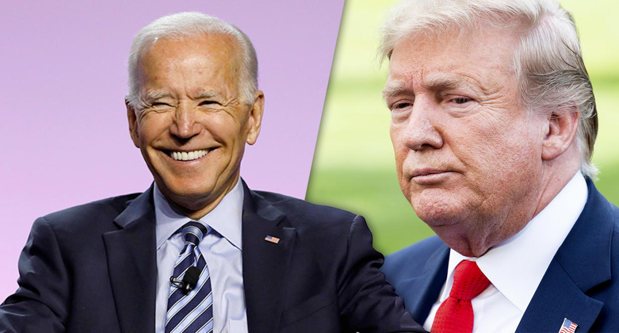 Joe Biden and President Trump. (Photos: Michael Brochstein/SOPA Images/LightRocket via Getty Images, Jeff KowalskyAFP/Getty Images)